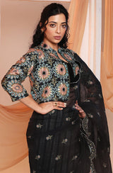ERAYA EMBROIDERED PRE-STITCHED SAREE SET