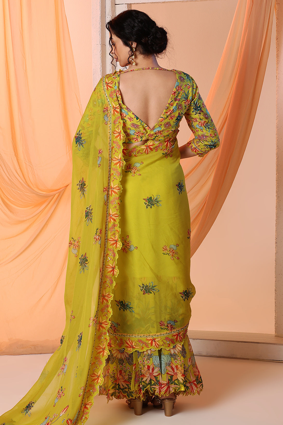 Aarani Embroidered Pre-Stitched Saree Set