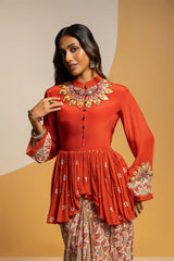 TAARANI EMBELLISHED DRAPE SKIRT SET
