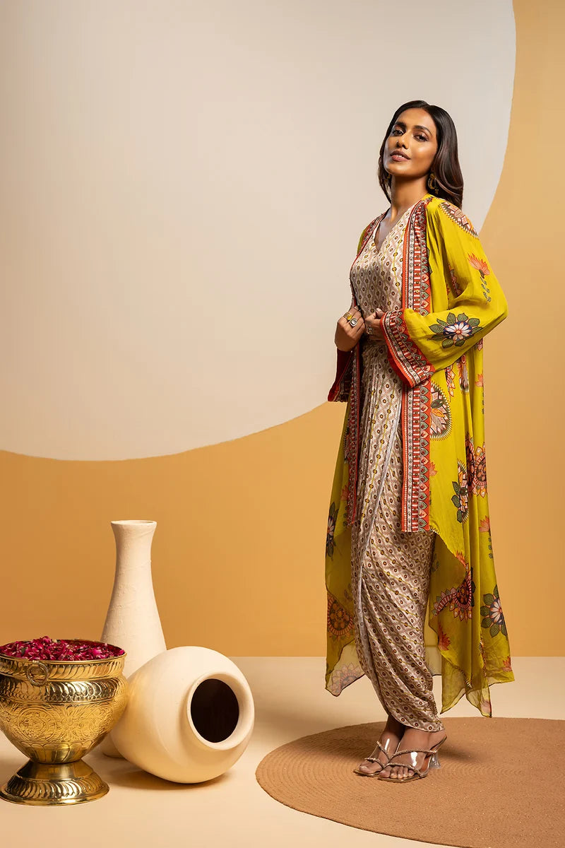 TAARANI EMBELLISHED DRAPE DRESS SET