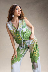 Blume Printed Tie-Up Top And Pants