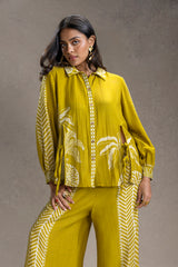 Kyomi Printed Slit-Detail Shirt And Pants