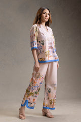 Reviera Printed Neck-Detail Top And Pants
