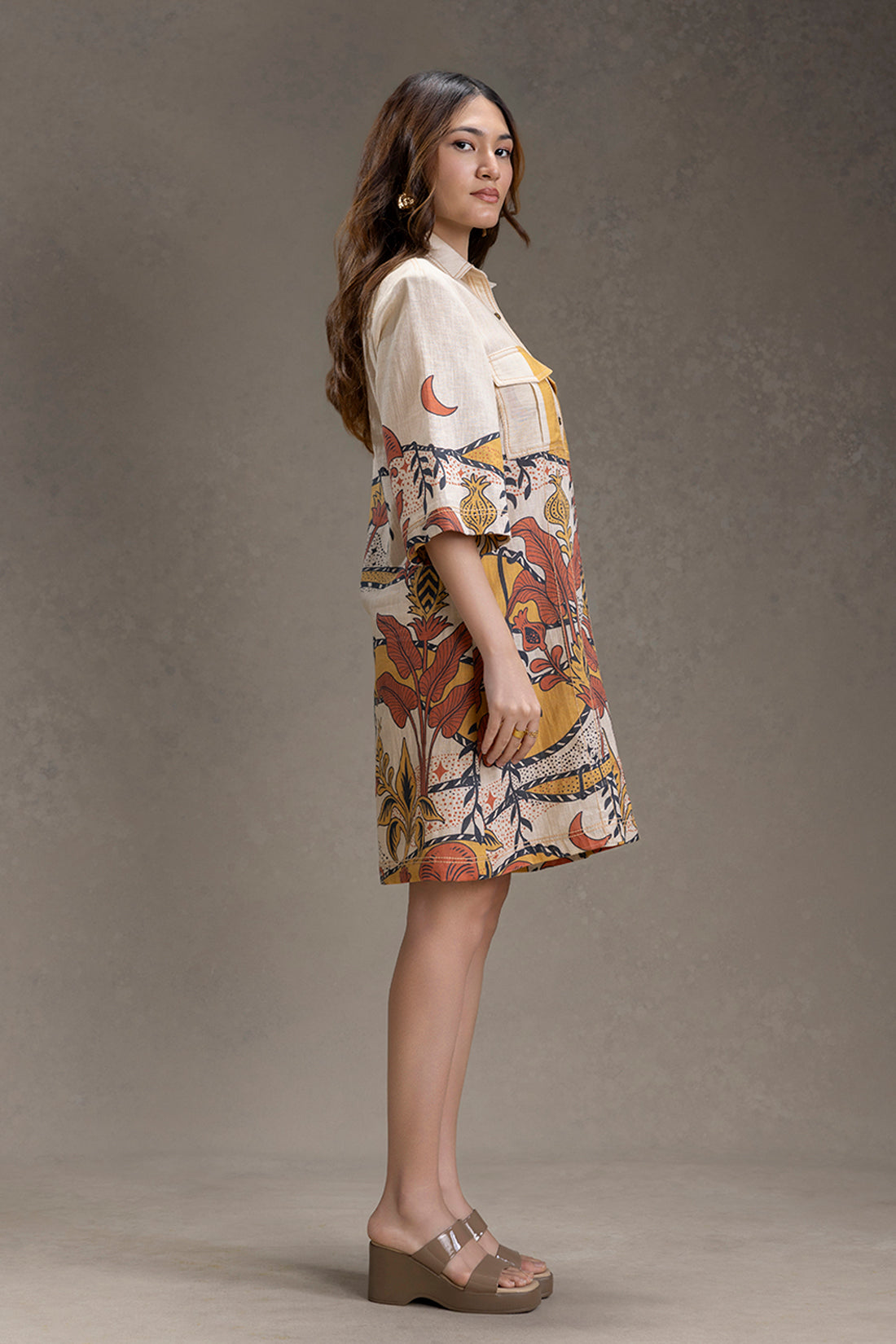 Naomi Printed Boxy Shirt Dress