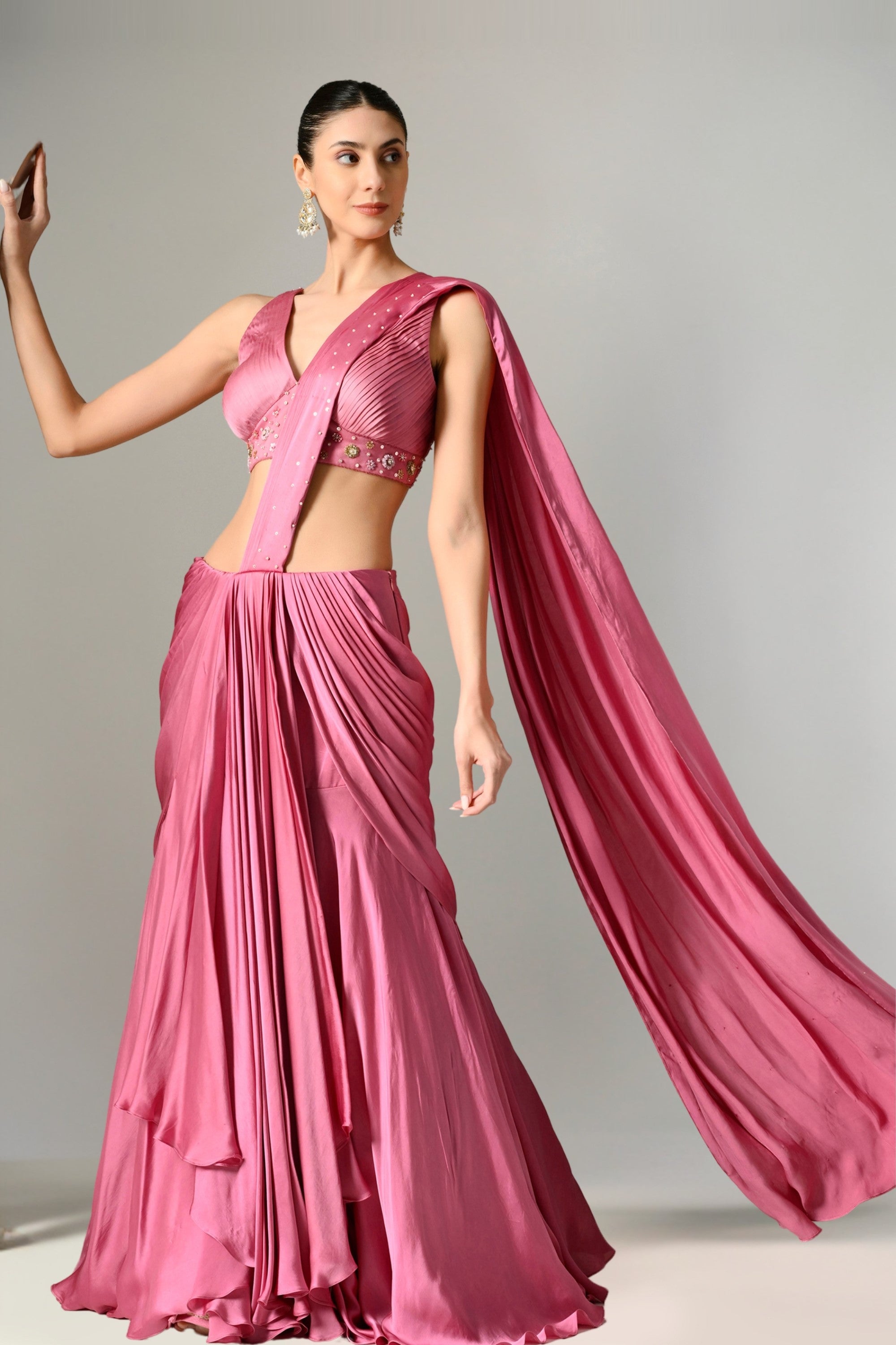 Lehenga Saree for Women in Mauve Color