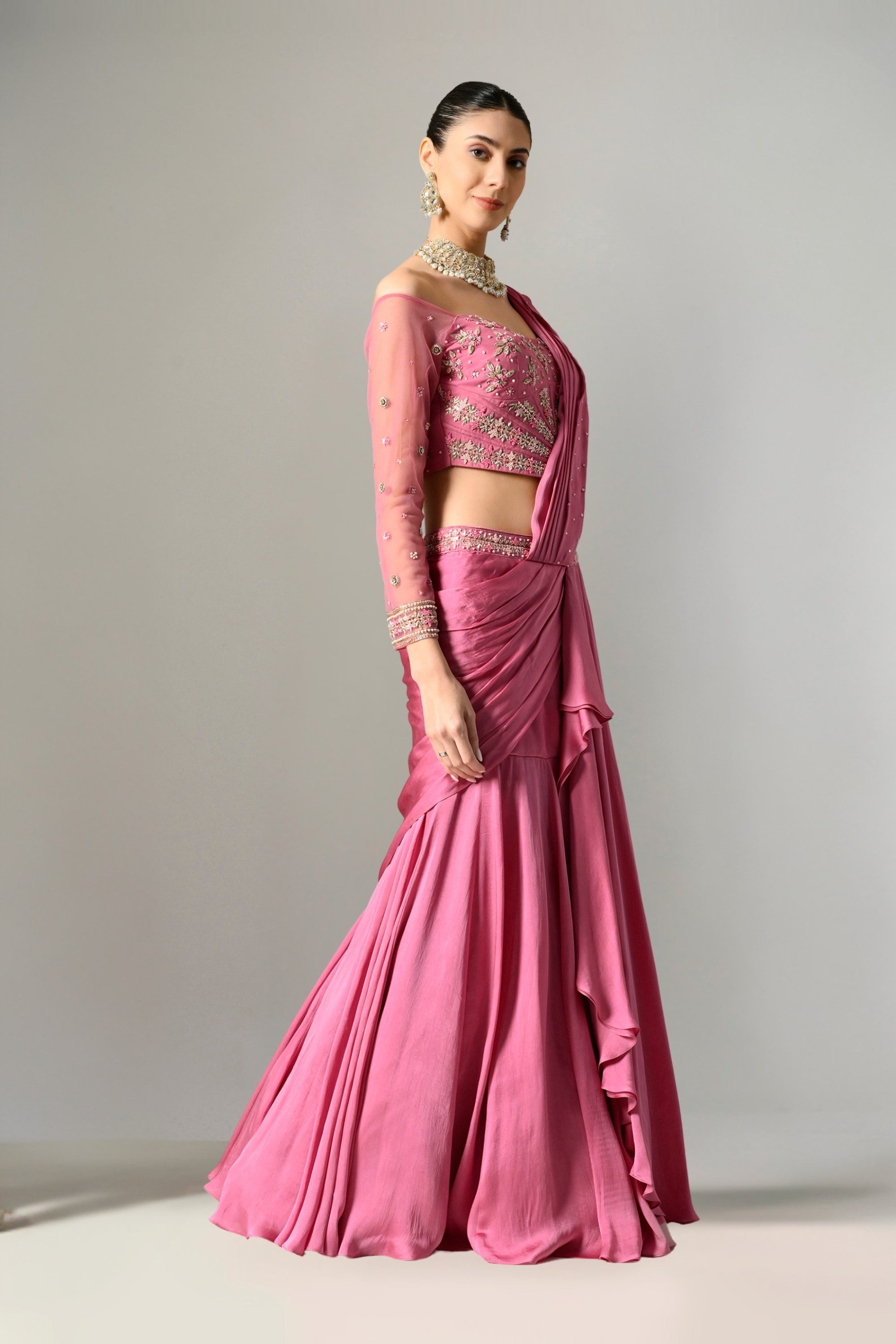 Saree Lehenga in Mauve Color