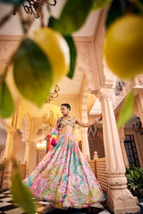 Turquoise 3D Lehenga Set