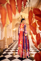 Red-Purple Jacket Skirt Set