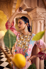 Turquoise Print Kurta Set
