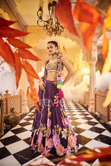 Purple Floral Lehenga Set