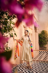 Ivory Kurta with Orange Dupatta