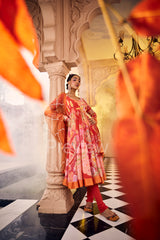 Red Anarkali Churidar Set