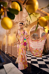 Off-White Embroidered Saree