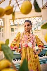 Mustard Kurta Set with Scarf