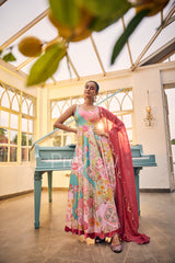 Blue Anarkali with Dupatta