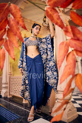 Peacock Blue Cape Skirt Set