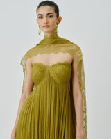 Chartreuse Ruched Dress