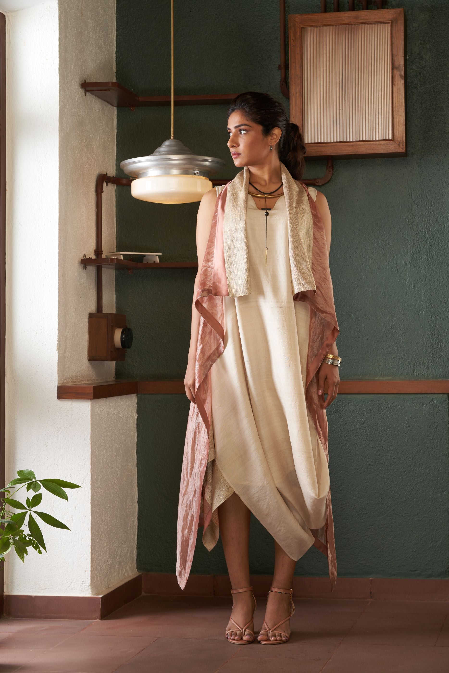 IVORY COWL DRESS SET