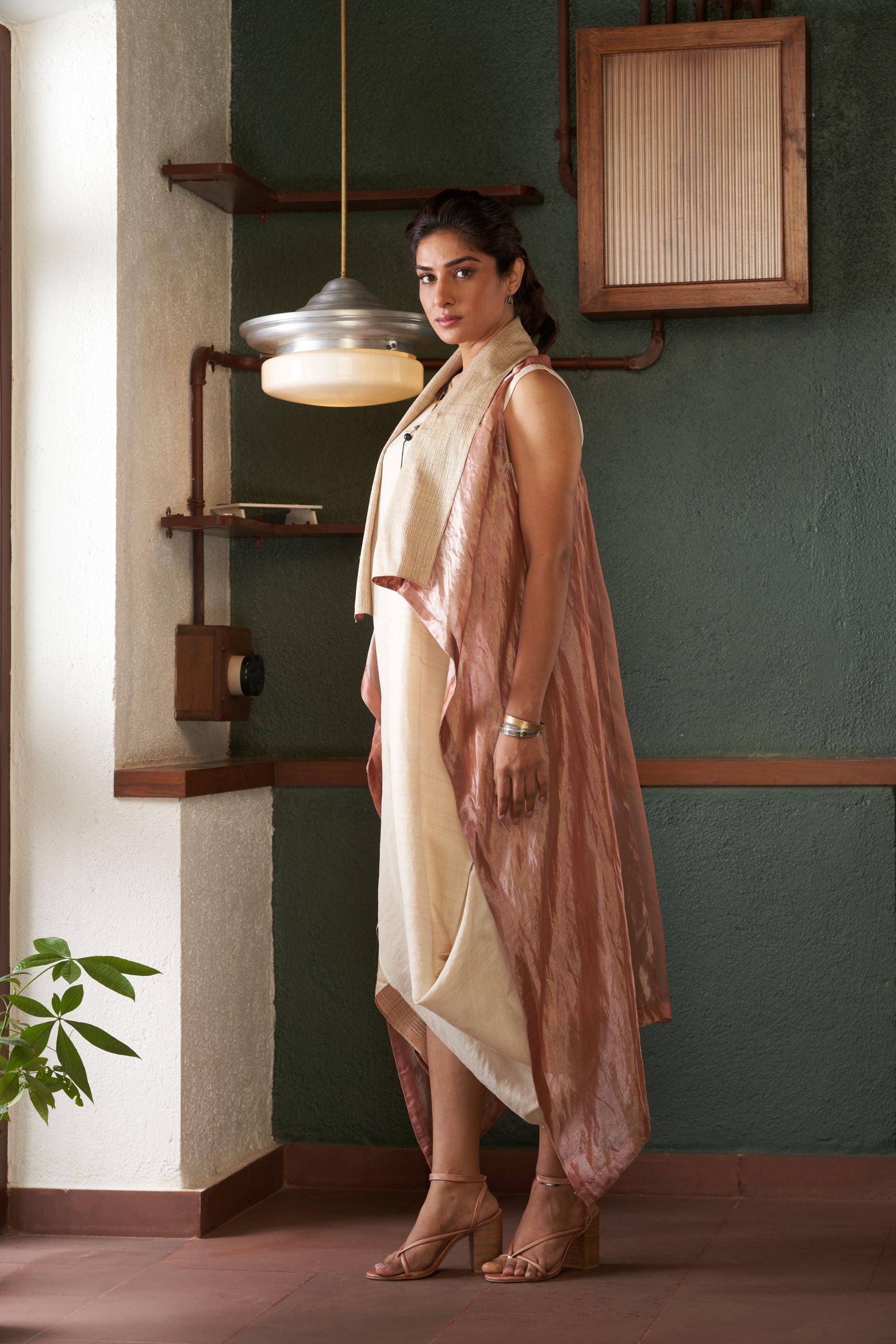 IVORY COWL DRESS SET