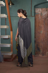 CHARCOAL TUSSAR ZARI TUNIC SET