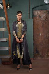 CHARCOAL PANEL JACKET SET