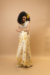 Marigold and rose petals saree
