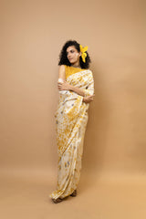 Marigold and rose petals saree