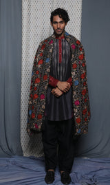 all over emb black stole