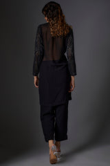 Black Georgette Embroidered Jacket Set