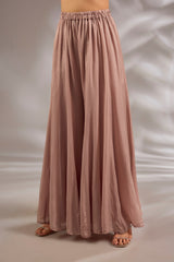 Sharara set in satin organza base with a kurta and dupatta hand and machine embroidered