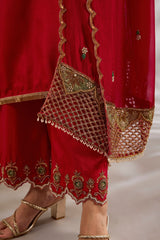 Straight kurta in silk base with hand embroidery.