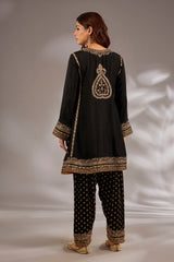 Short anarkali in silk base with dori hand embroidery.