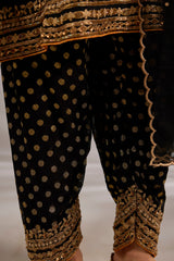 Short anarkali in silk base with dori hand embroidery.