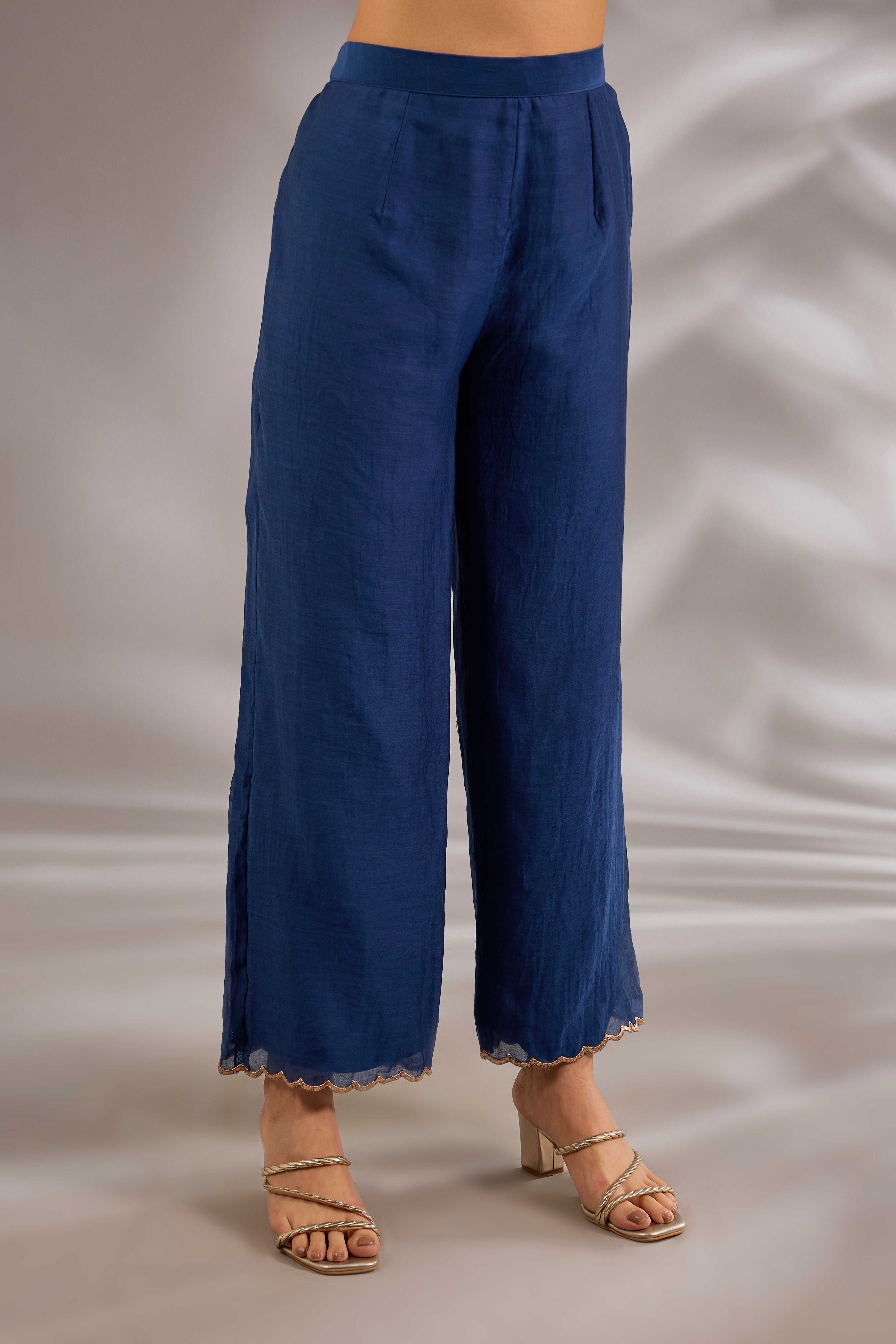 Anarkali in mul chanderi base with hand embroidery.