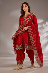 Anarkali in silk base with dori hand and machine embroidery.