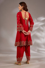 Anarkali in silk base with dori hand and machine embroidery.