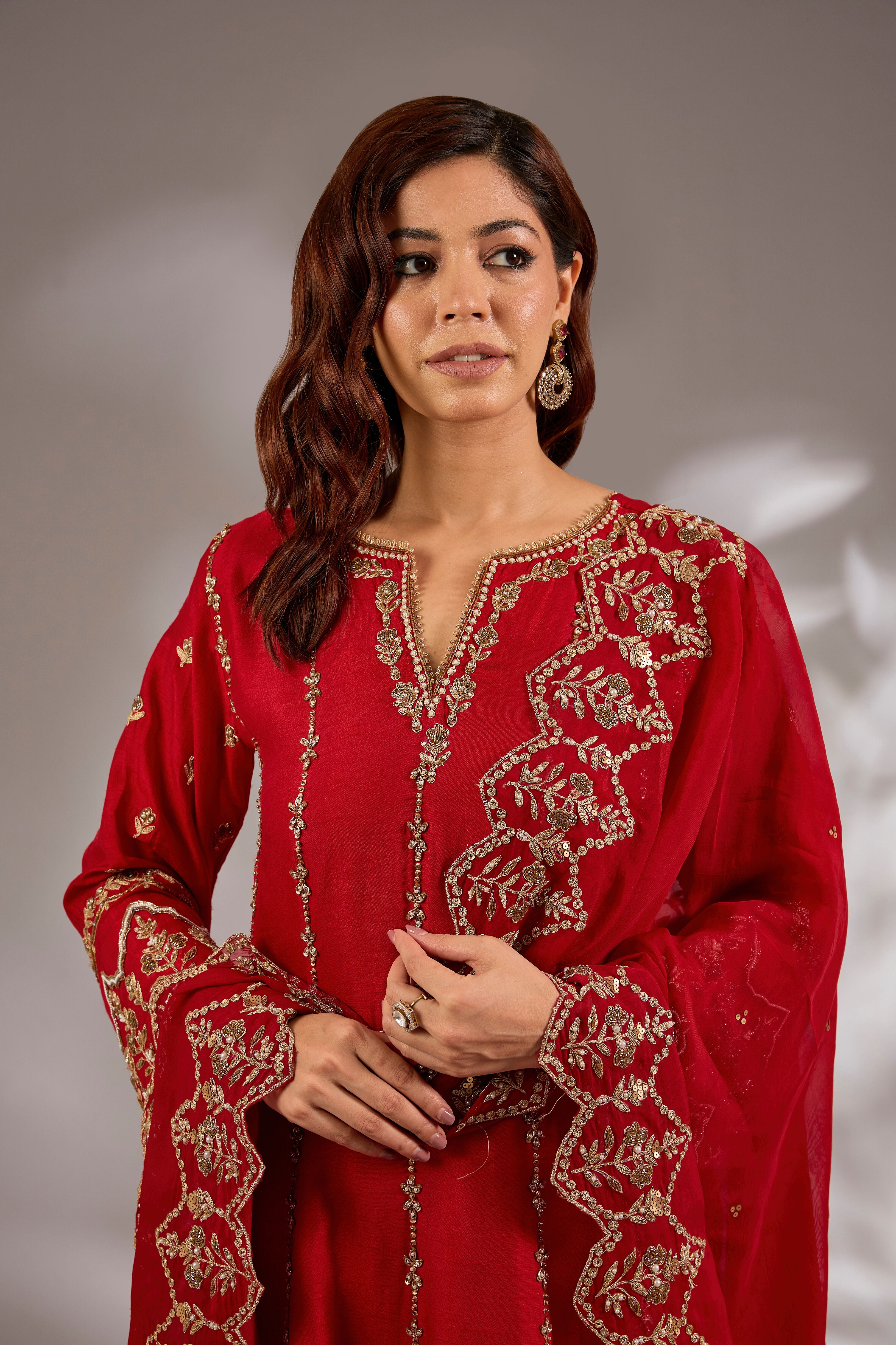 Anarkali in silk base with dori hand and machine embroidery.