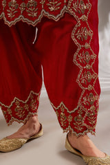 Anarkali in silk base with dori hand and machine embroidery.