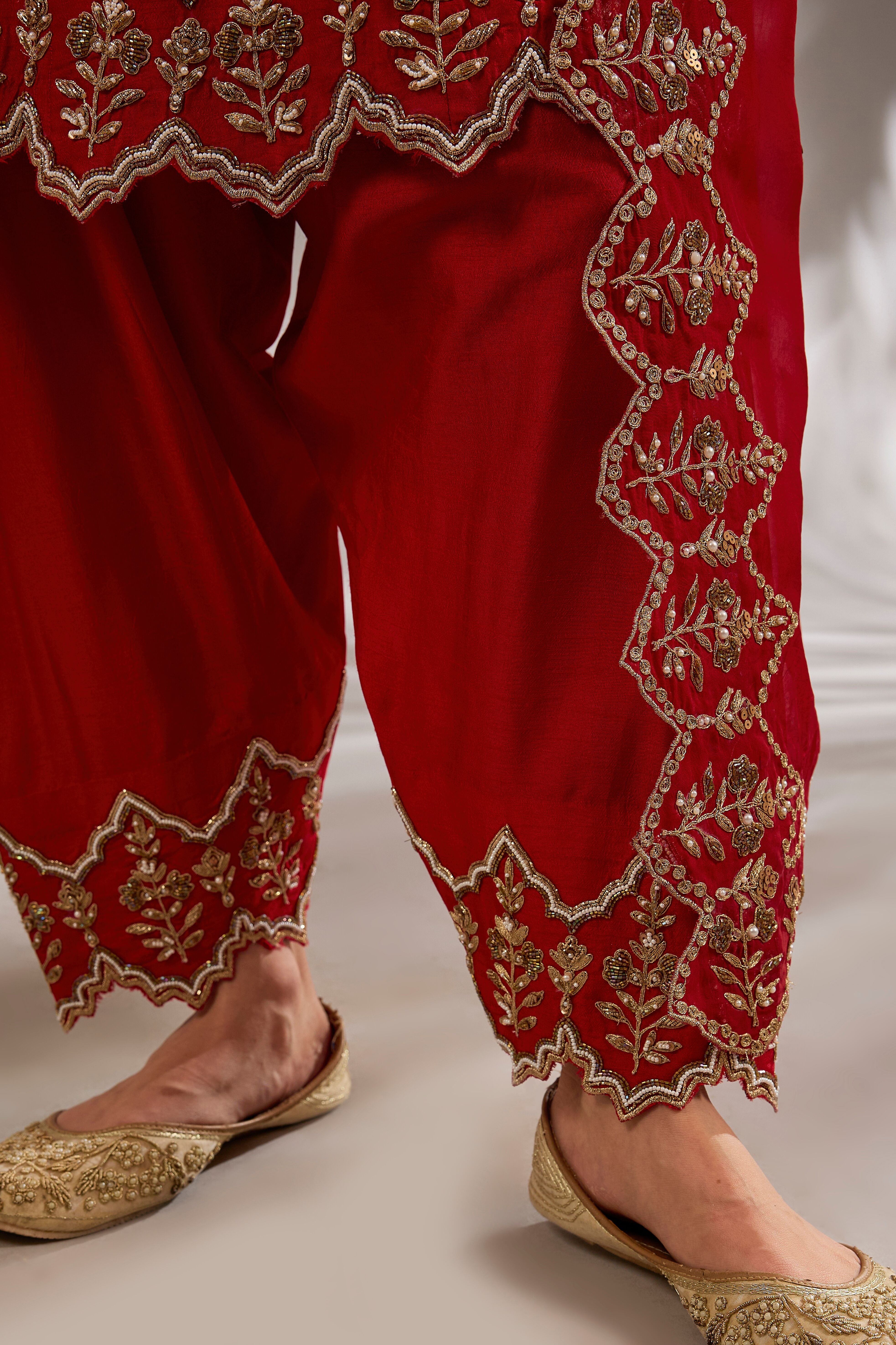 Anarkali in silk base with dori hand and machine embroidery.