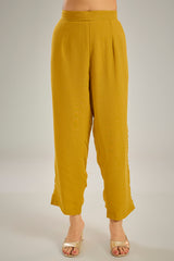 Yellow Georgette Sequins Hand Embroidered Kaftan Set