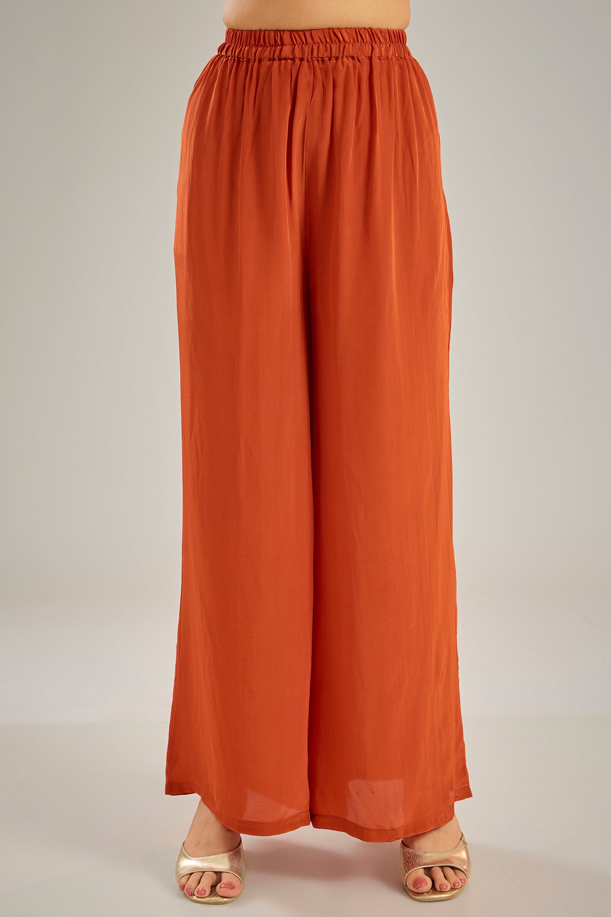 Orange Crepe Sequins & Crystal Hand Embroidered Kaftan Set