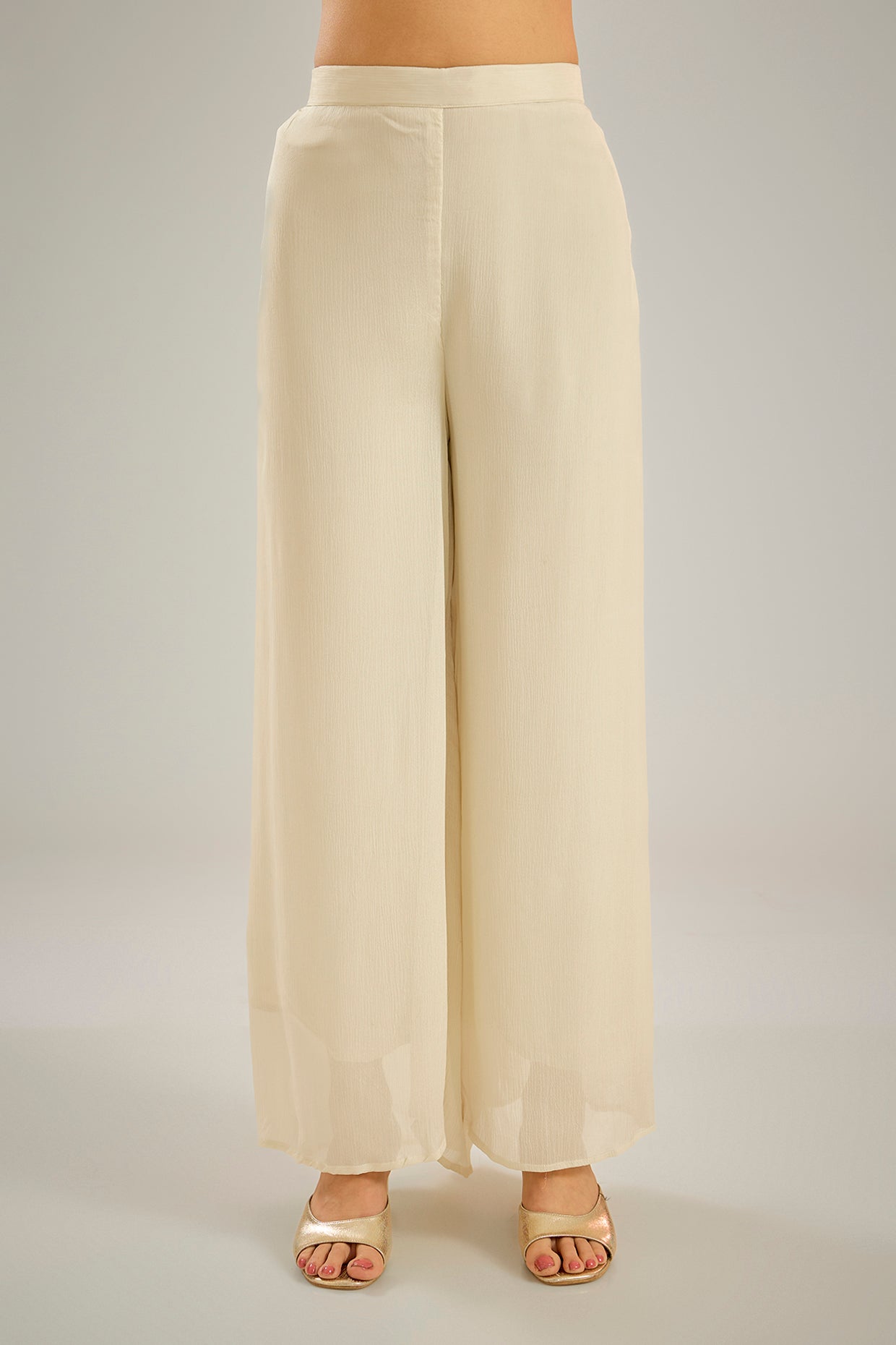 Ivory Chinon Crystal Hand Embroidered Kaftan Set