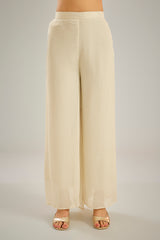 Ivory Chinon Crystal Hand Embroidered Kaftan Set