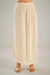 Cream Georgette Sequins Hand Embroidered Kaftan Set