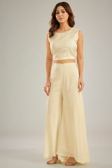 Ivory Silk Crystal Hand Embroidered Jacket Set