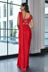 Crystal Couture Red Royalty Predrapped Saree