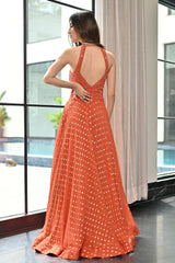 Meenakari Orange Ball Gown