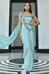 Crystal Couture Blue Predrapped Saree