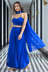 Noor Royal Blue Three Piece Set