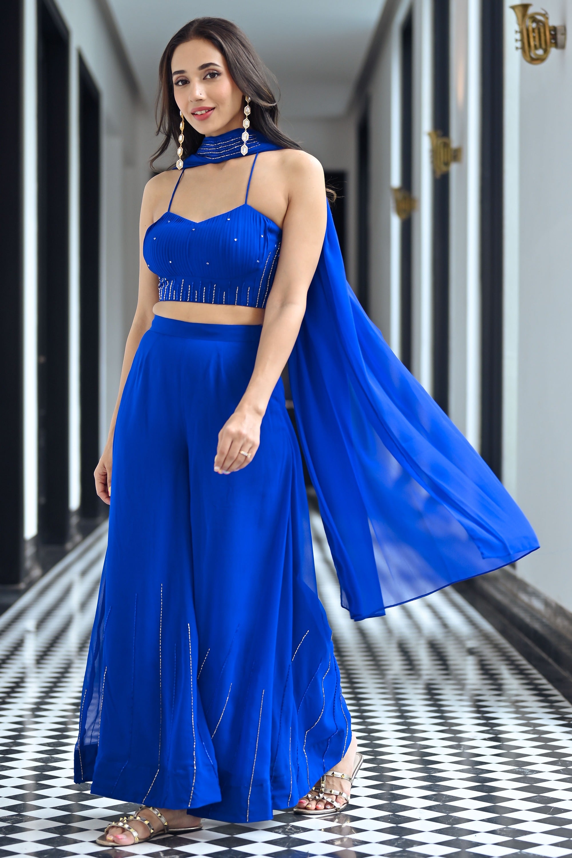 Noor Royal Blue Three Piece Set
